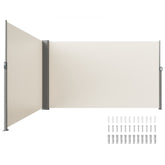 Beige Retractable 63''*236'' Awning-Rugged Full Aluminum Rust-Proof; Patio Sunshine Screen; Privacy Divider; Wind Screen. Longer Service Life, Suitable for Courtyard, Roof Terraces and Pools